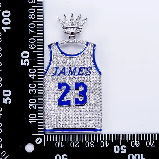 Draxen™ Iced Jersey 23 Pendant — Silver