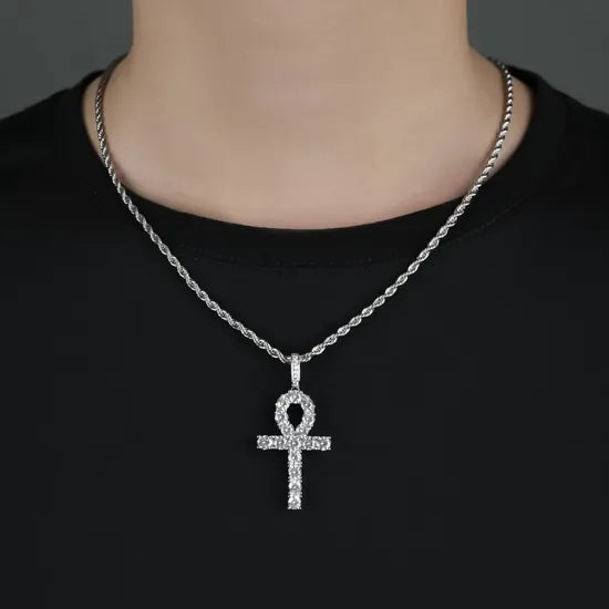 Draxen™ Iced Ankh Pendant — Silver